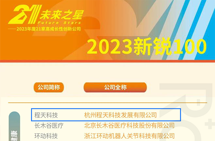 程天科技入選2023《中國企業家》新銳100醫療器械/健康企業榜單！